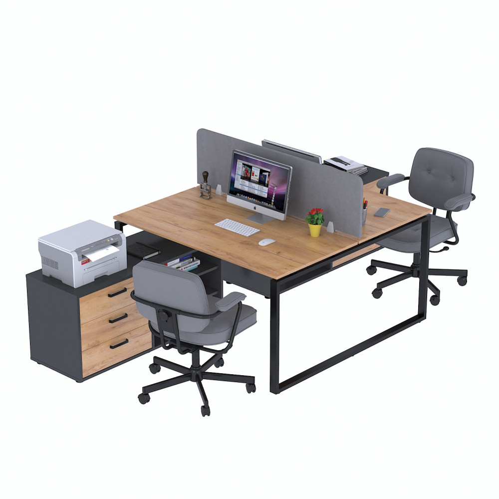 Стіл подвійний кутовий з тумбою ND2T-3S-135 Loft design